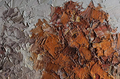 Textured abstract oil painting by Boris Serdyuk with horse on path