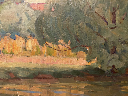 Oil painting Walk near the river by Nikolai Bortnikov serene landscape