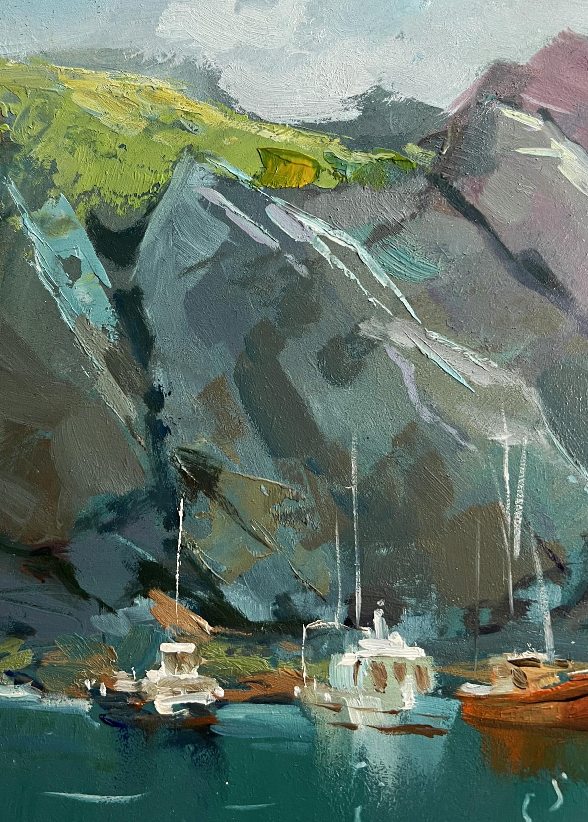 Oil painting The sea washes the mountains by Yuriy Suprunchuk coastal scene
