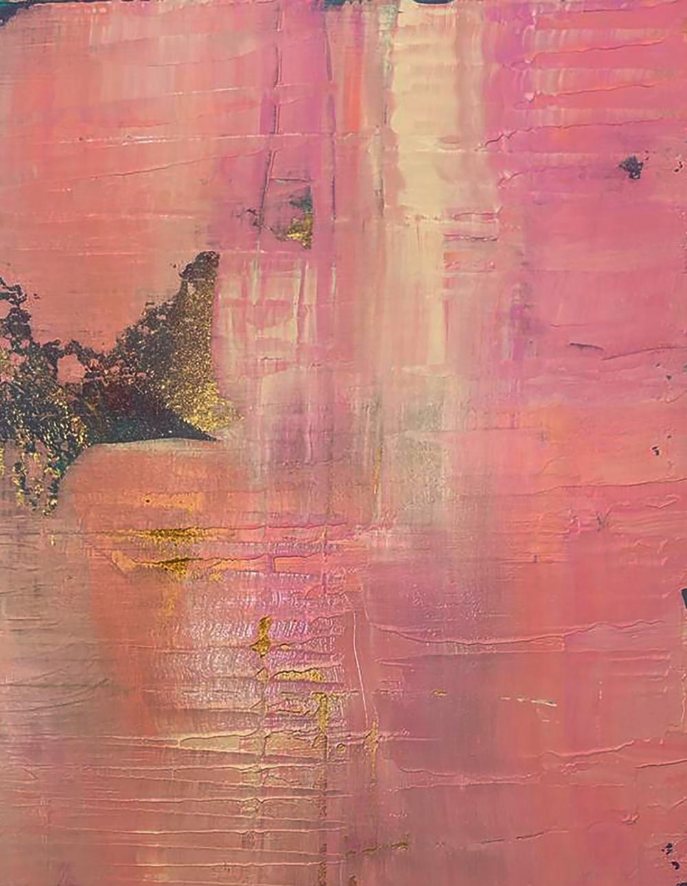 Acrylic painting Tenderness in my eyes by Olga Melezhik, pink peach cream abstract