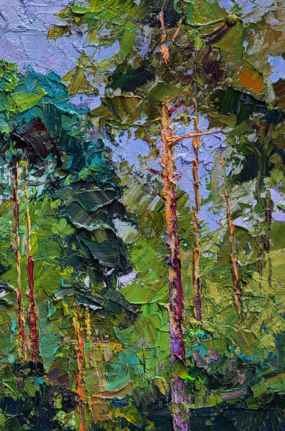 Vibrant impressionist oil painting Along the forest path by Boris Serdyuk