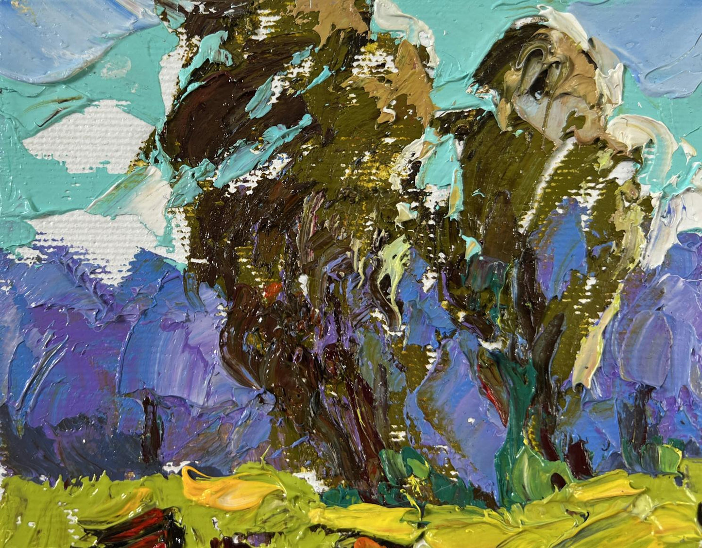 Impasto abstract landscape Oil painting At the Source by Oleksiy Ivanyuk