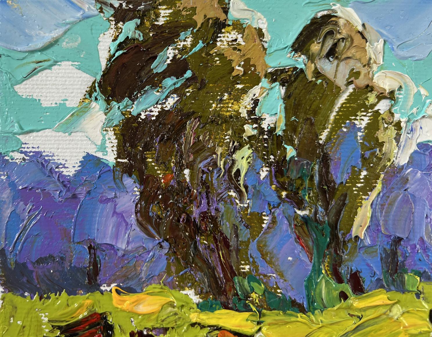 Impasto abstract landscape Oil painting At the Source by Oleksiy Ivanyuk