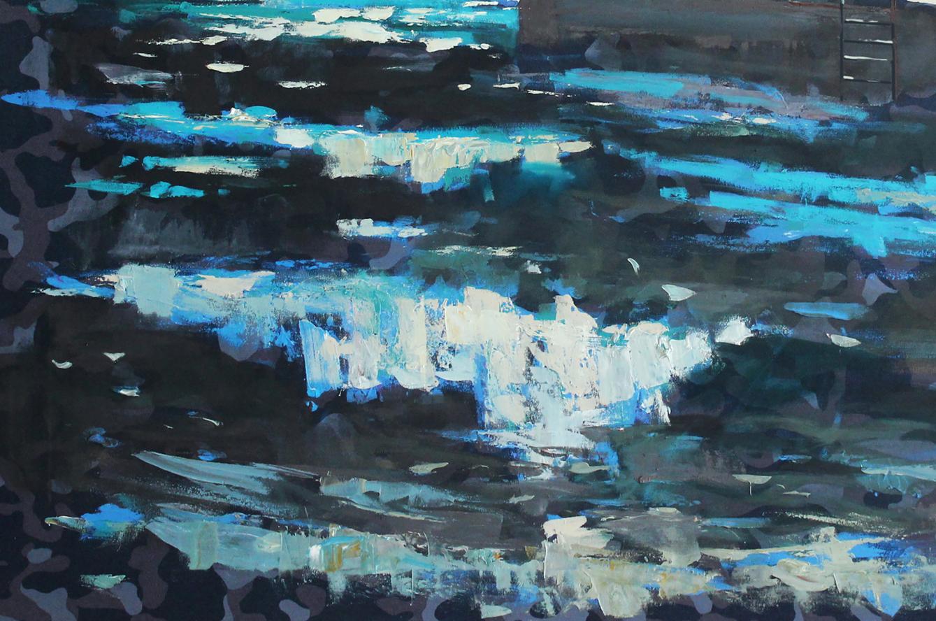 Oil painting Sanatorium by the sea by Ed Potapenkov, bold blue strokes