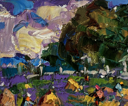 Vibrant impressionist oil painting Plowing a summer field by Oleksiy Ivanyuk