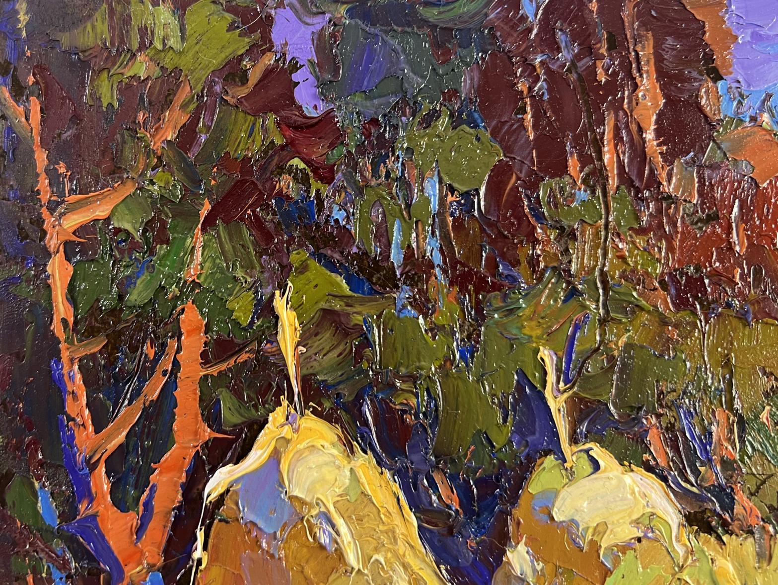 Oil painting Autumn Silence by Oksana Ivanyuk: vibrant forest scene