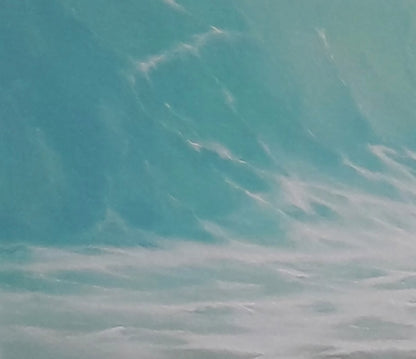 Turquoise ocean wave with frothy crest in Vasily Korkishko oil painting