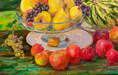 Oil painting Riches of August by Leonid Pavlenko: pears and grapes