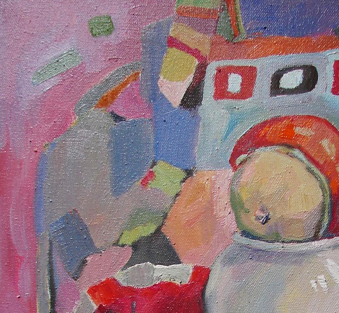 Vibrant oil painting Pumpkin by Tatyana Shulyak in pink, blue, red, green