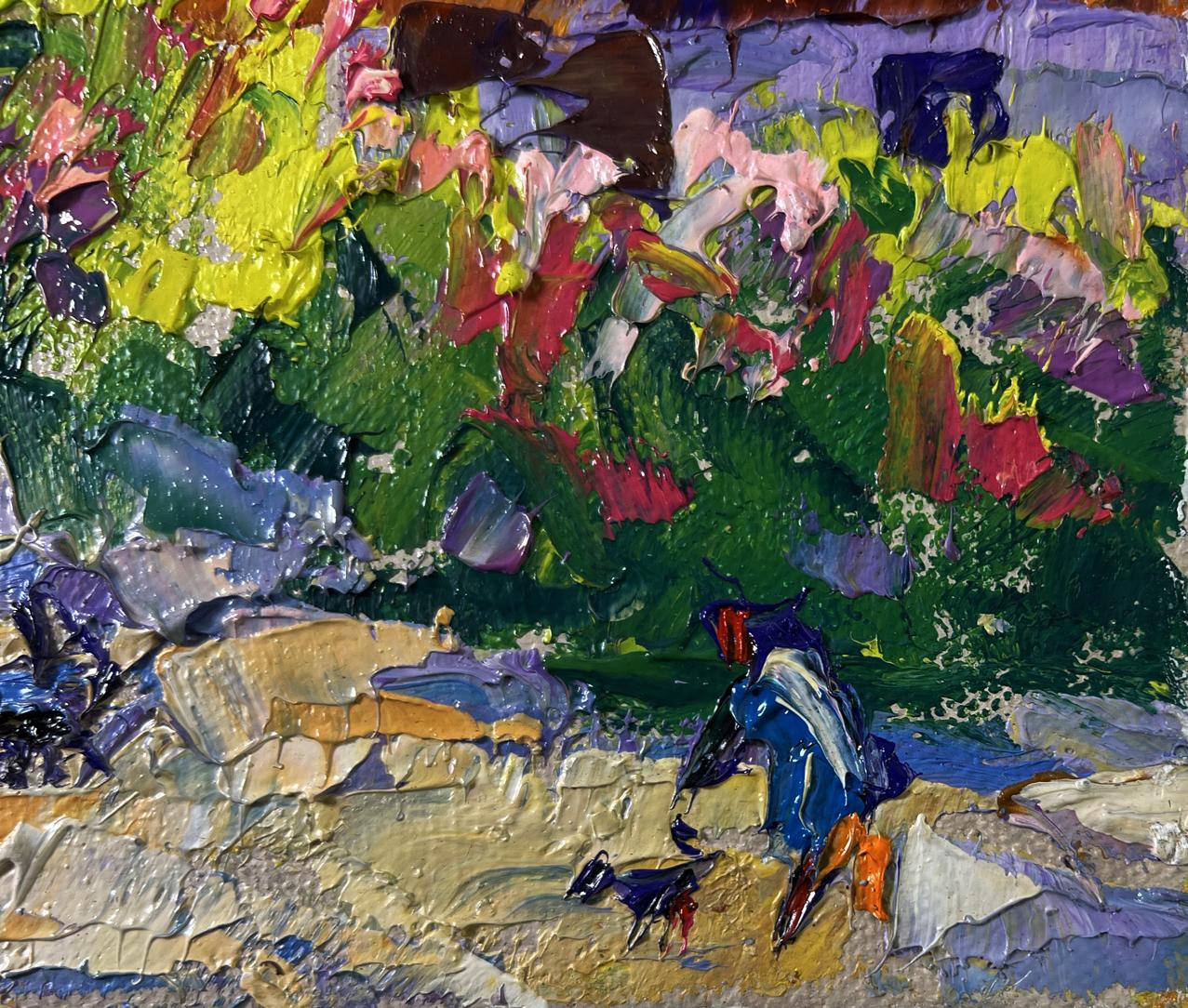 Vibrant impressionist oil painting Bloom and light between buildings by Oleksiy Ivanyuk