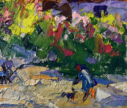 Vibrant impressionist oil painting Bloom and light between buildings by Oleksiy Ivanyuk