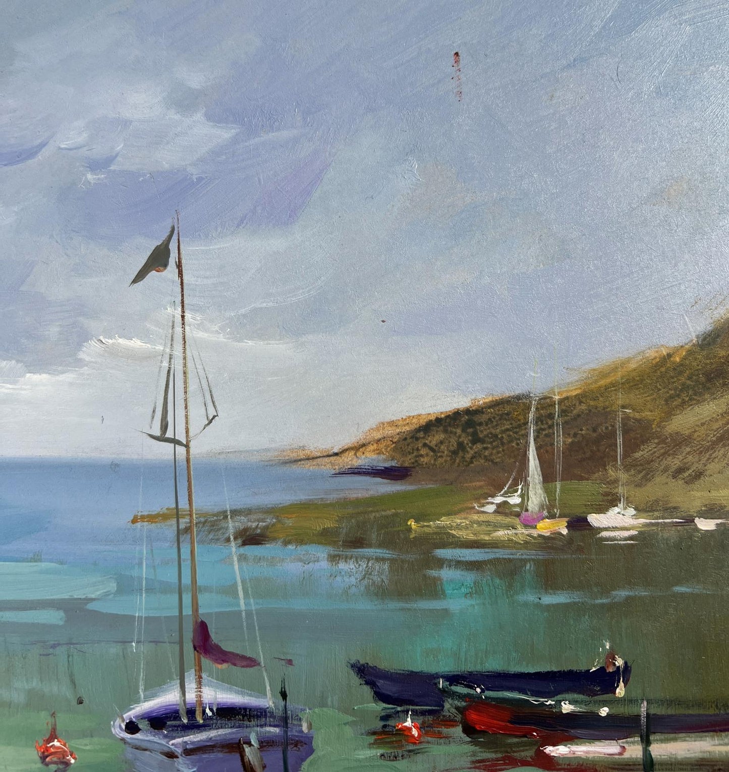 Oil painting Harbor at the foot of the hills by Yuriy Suprunchuk