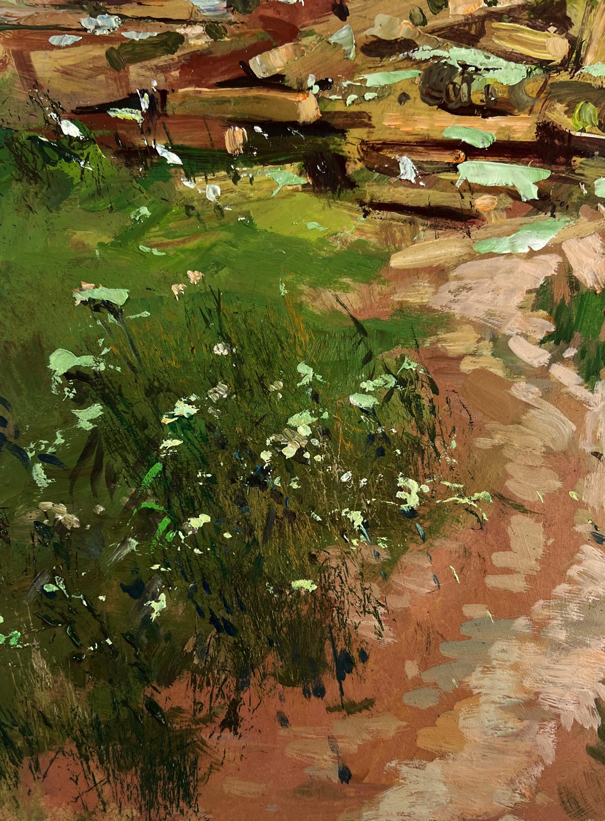 Vibrant impressionist oil painting of summer village day by Yuriy Suprunchuk