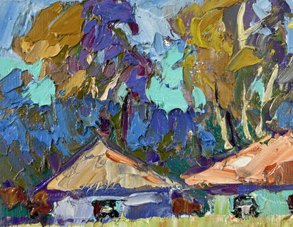 Vibrant impressionist oil painting The Herd Returns by Oleksiy Ivanyuk
