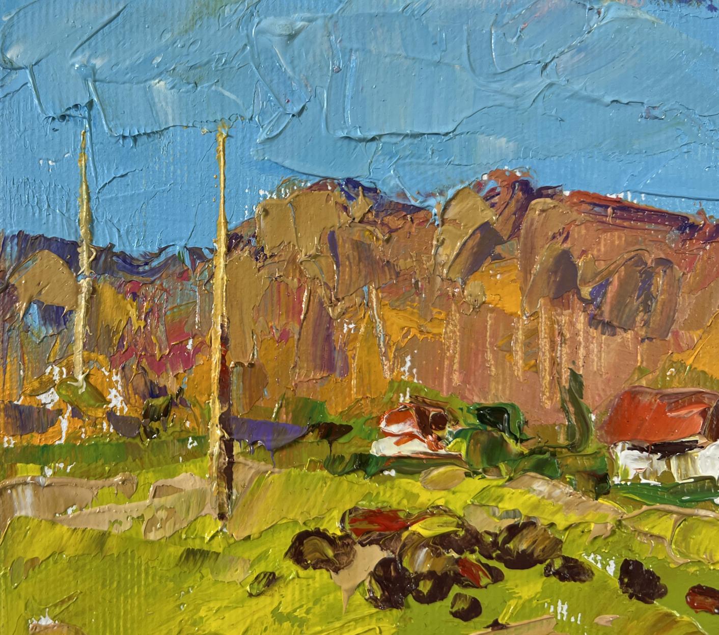 Vibrant impressionist oil painting Sunny day outside the village by Oleksiy Ivanyuk