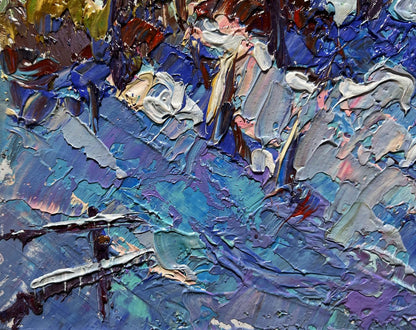 Large snowdrifts oil painting by Oleksiy Ivanyuk, textured blue abstract