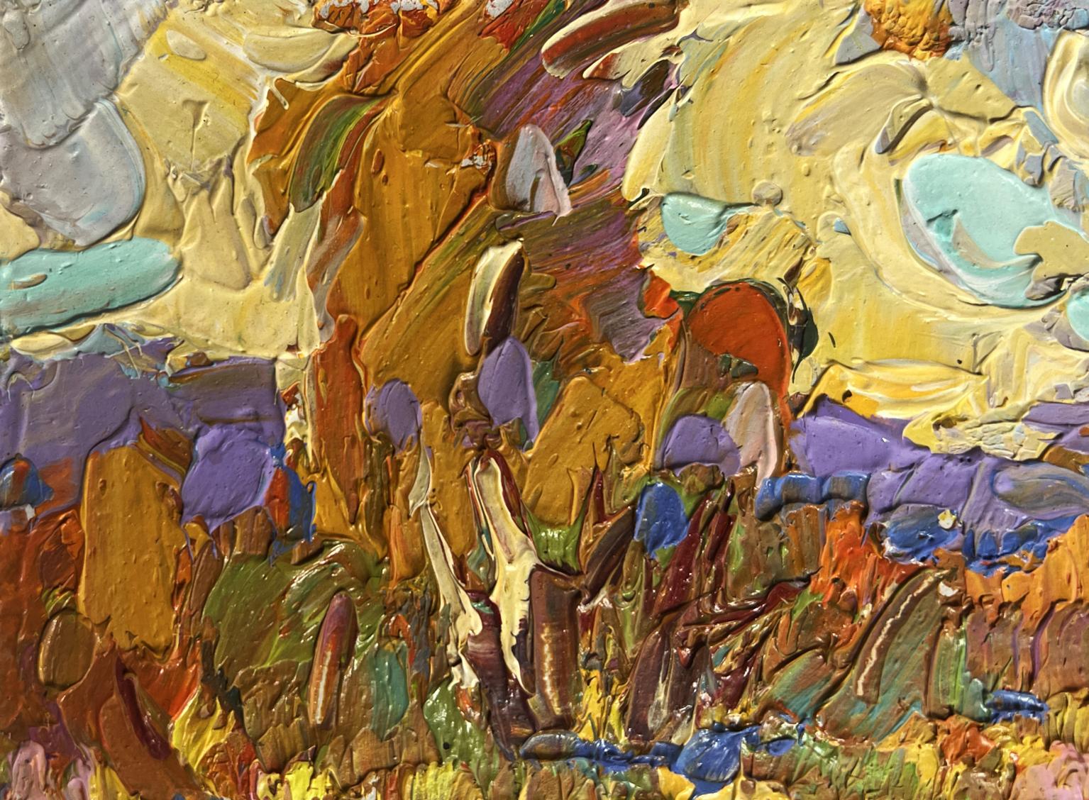 Vibrant Oleksiy Ivanyuk sunflower fields oil painting with impressionist brushstrokes
