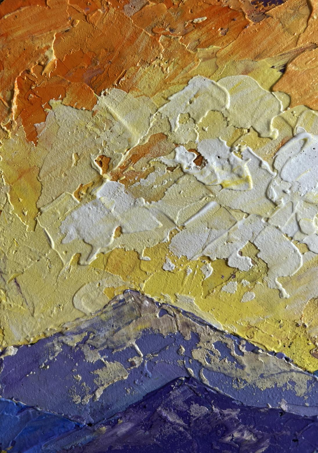 Oil painting Yellow clouds in mountain valley by V. Zadorozhnya