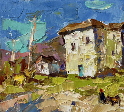 Oil painting of Eastern motif rustic village by Oleksiy Ivanyuk