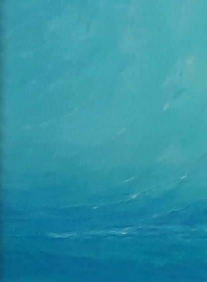 Oil painting The sound of the surf at dawn by Vasily Korkishko, textured blue abstract swirls