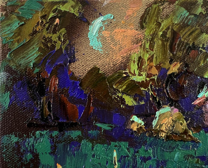 Vibrant impressionist oil painting Moonlit Country Night by Oksana Ivanyuk
