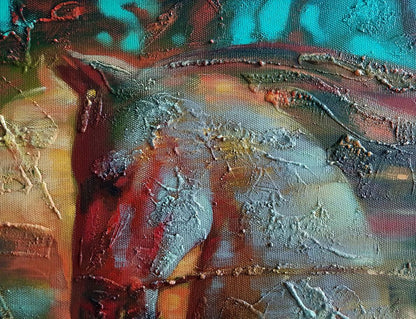 Abstract Scythian legend horse head oil painting by Anatoly Tarabanov