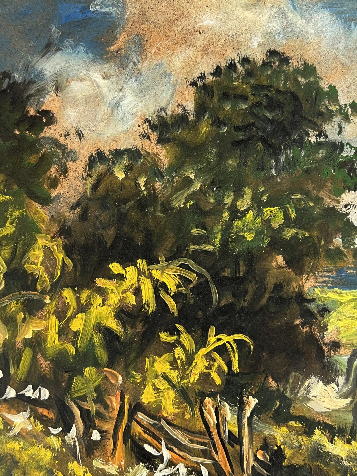 Oil painting of village cows going to field by Alexander Litvinov
