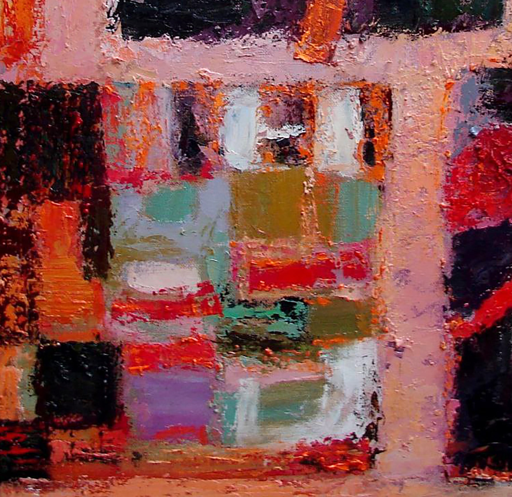 Vibrant Oil Painting Patchwork by Tatyana Shulyak with impasto brushstrokes