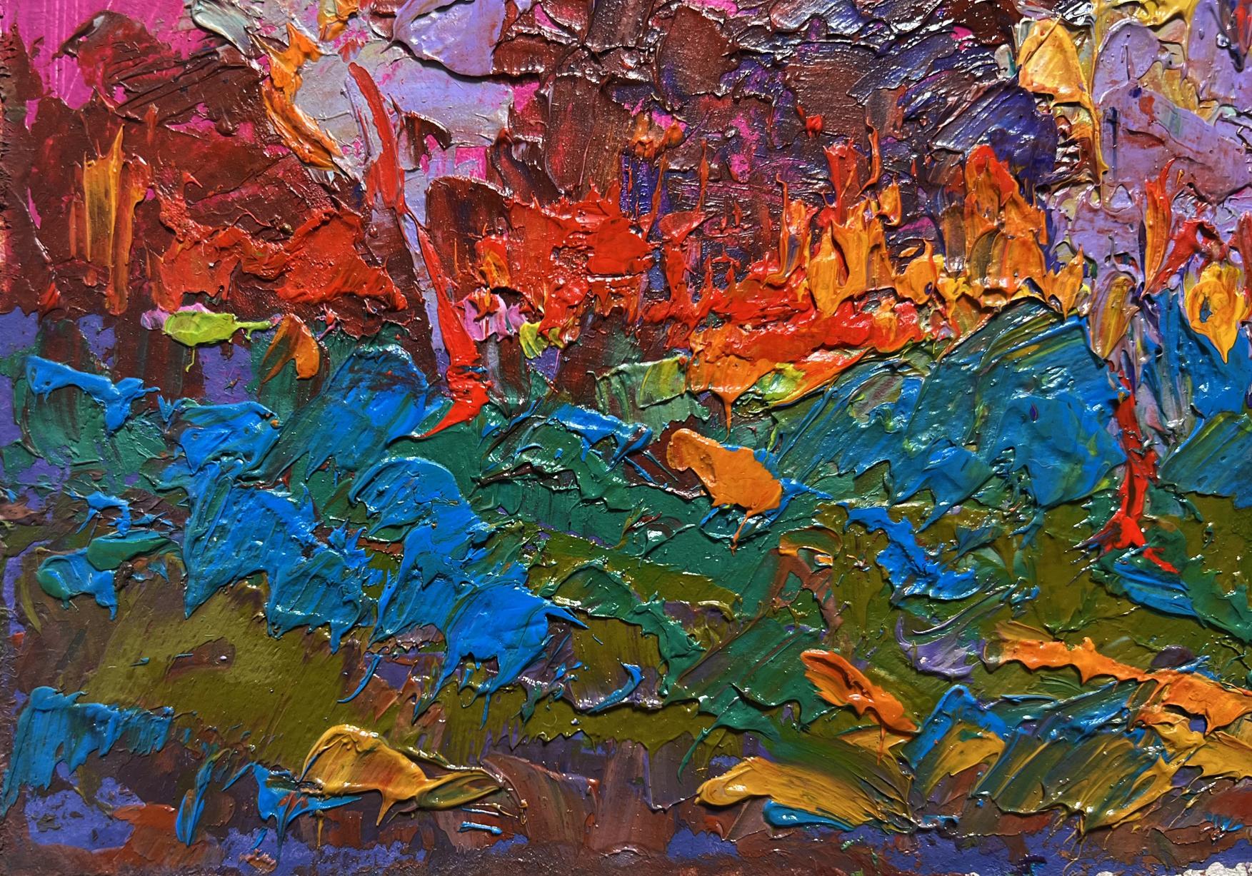 Vibrant oil painting Moon in the sky by Oleksiy Ivanyuk with bold textured colors