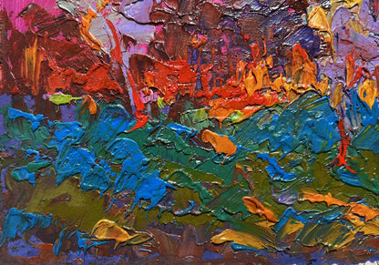Vibrant oil painting Moon in the sky by Oleksiy Ivanyuk with bold textured colors