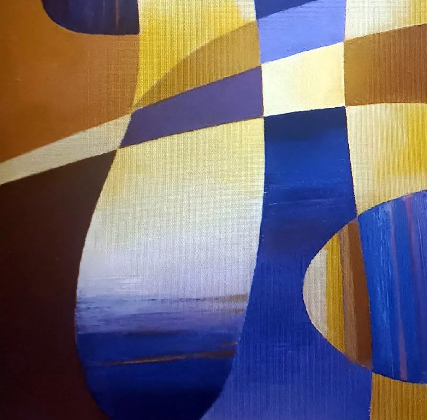 Oil painting Blue shapes by Alexander Strashevich, vibrant geometric art
