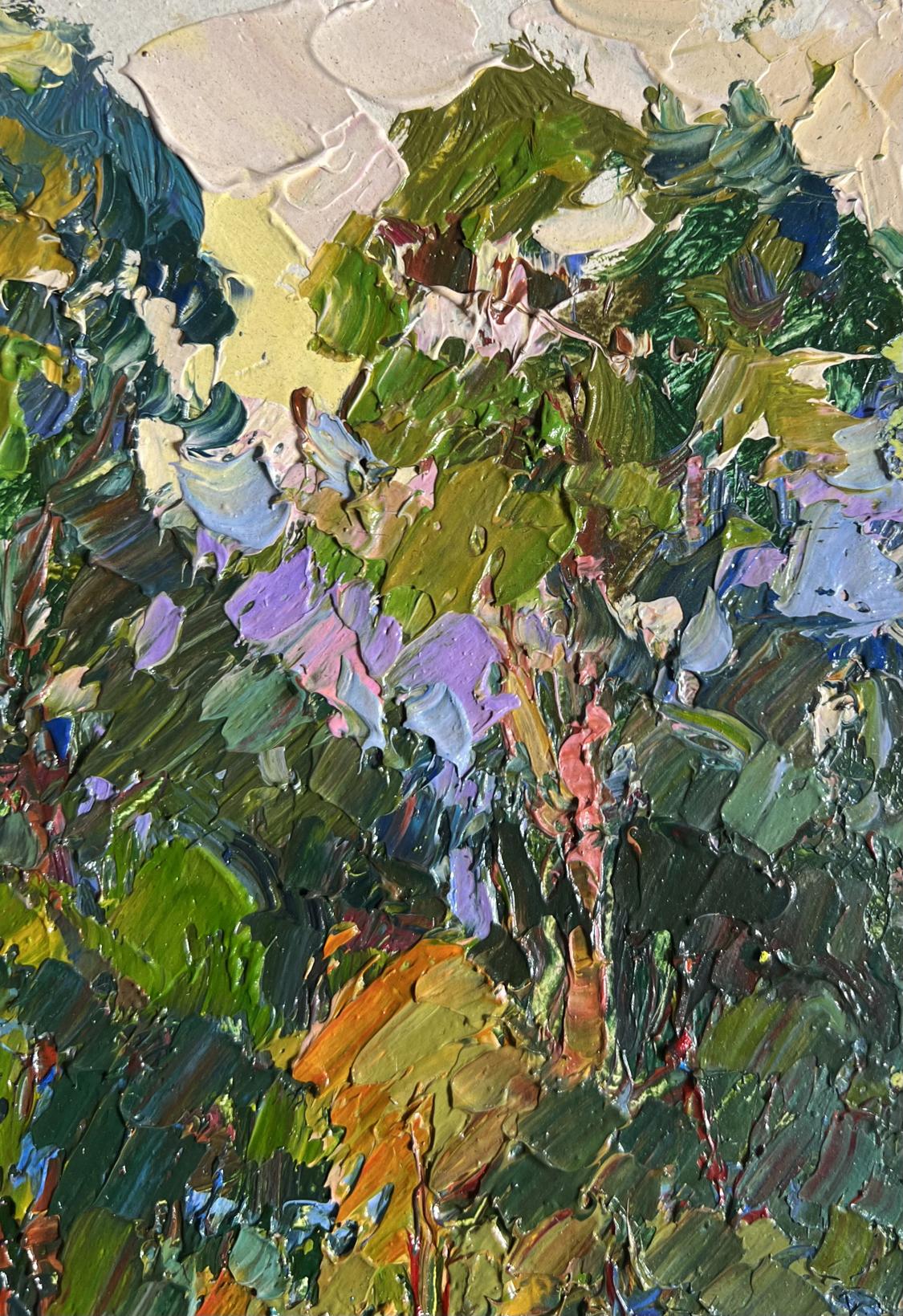 Vibrant impasto oil painting A break from the city by Oksana Ivanyuk