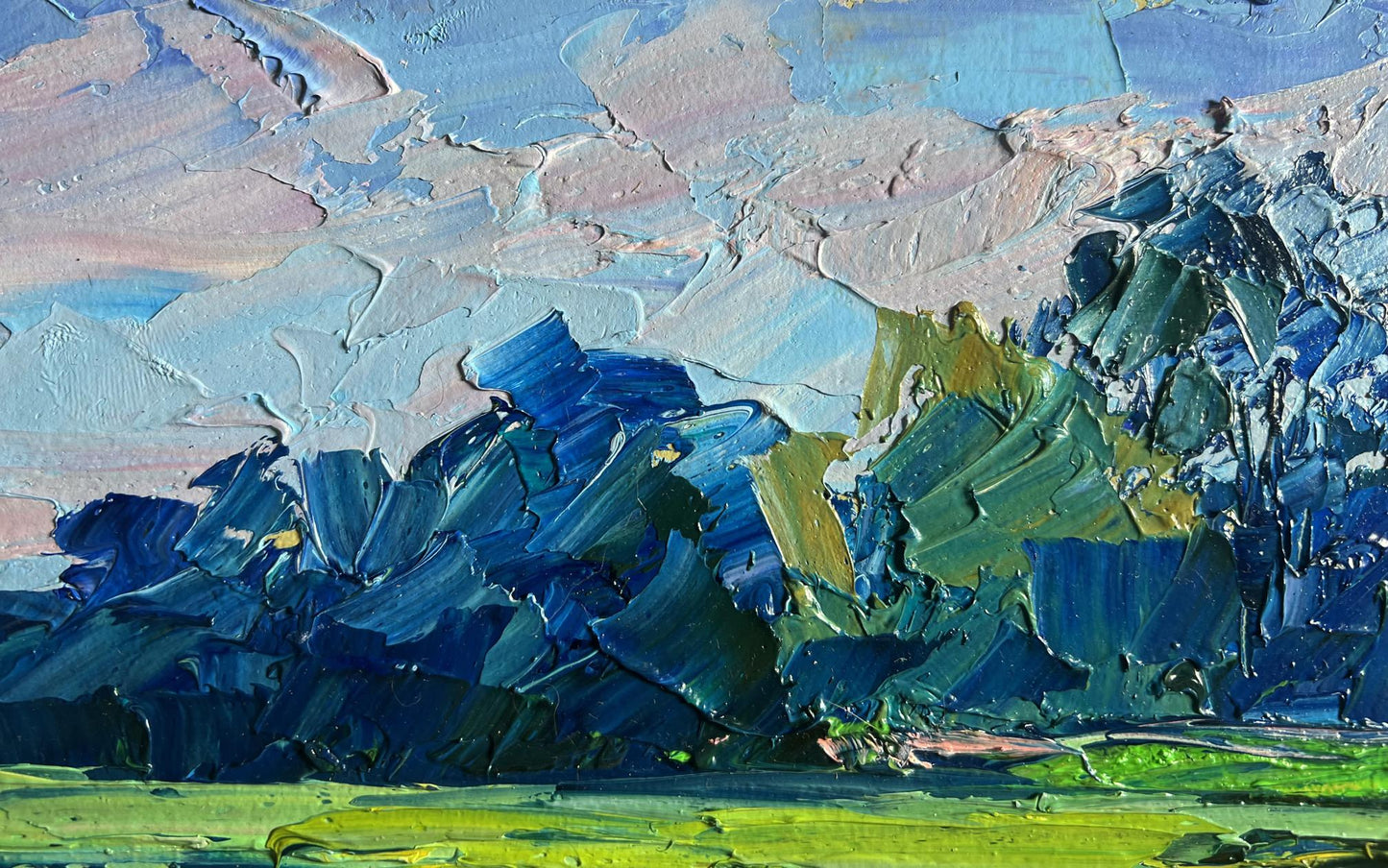 Oil painting Morning on the lake by Boris Serdyuk impasto landscape