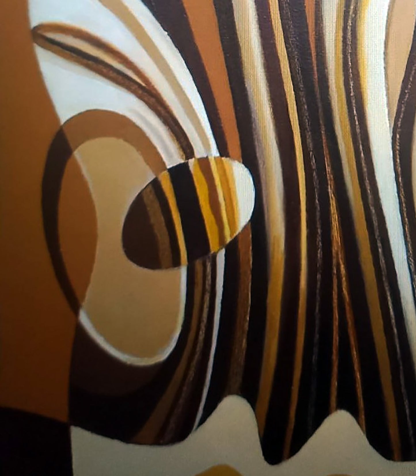 Abstract oil painting Plasticity of Forms by Alexander Strashevich, swirling brown stripes