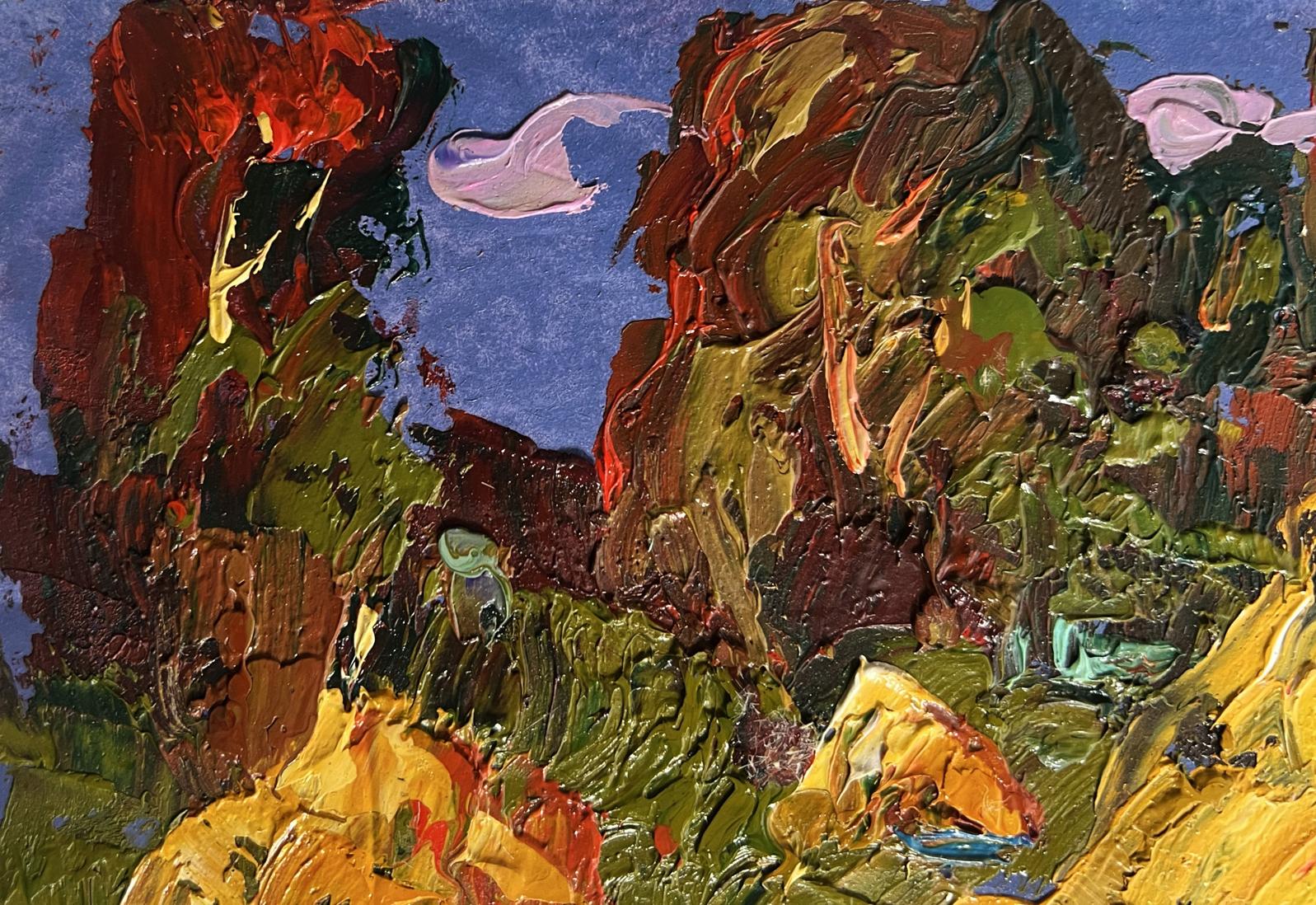 Vibrant impasto oil painting Returning from the field in the evening by Oleksiy Ivanyuk