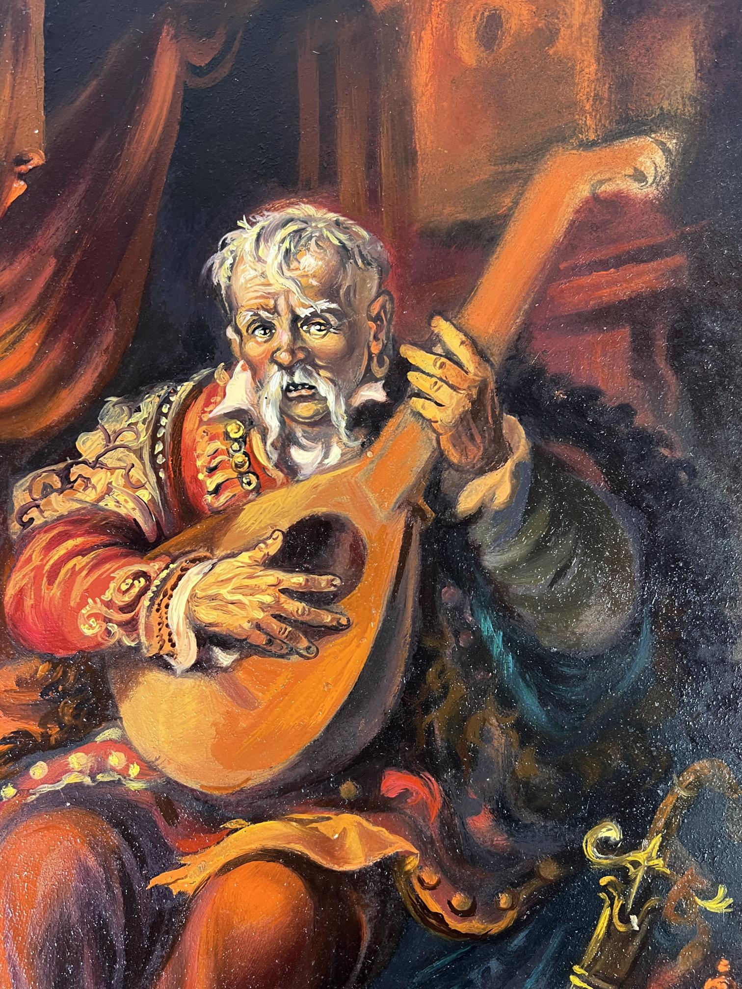 Oil painting of elderly man with bandura by Alexander Litvinov
