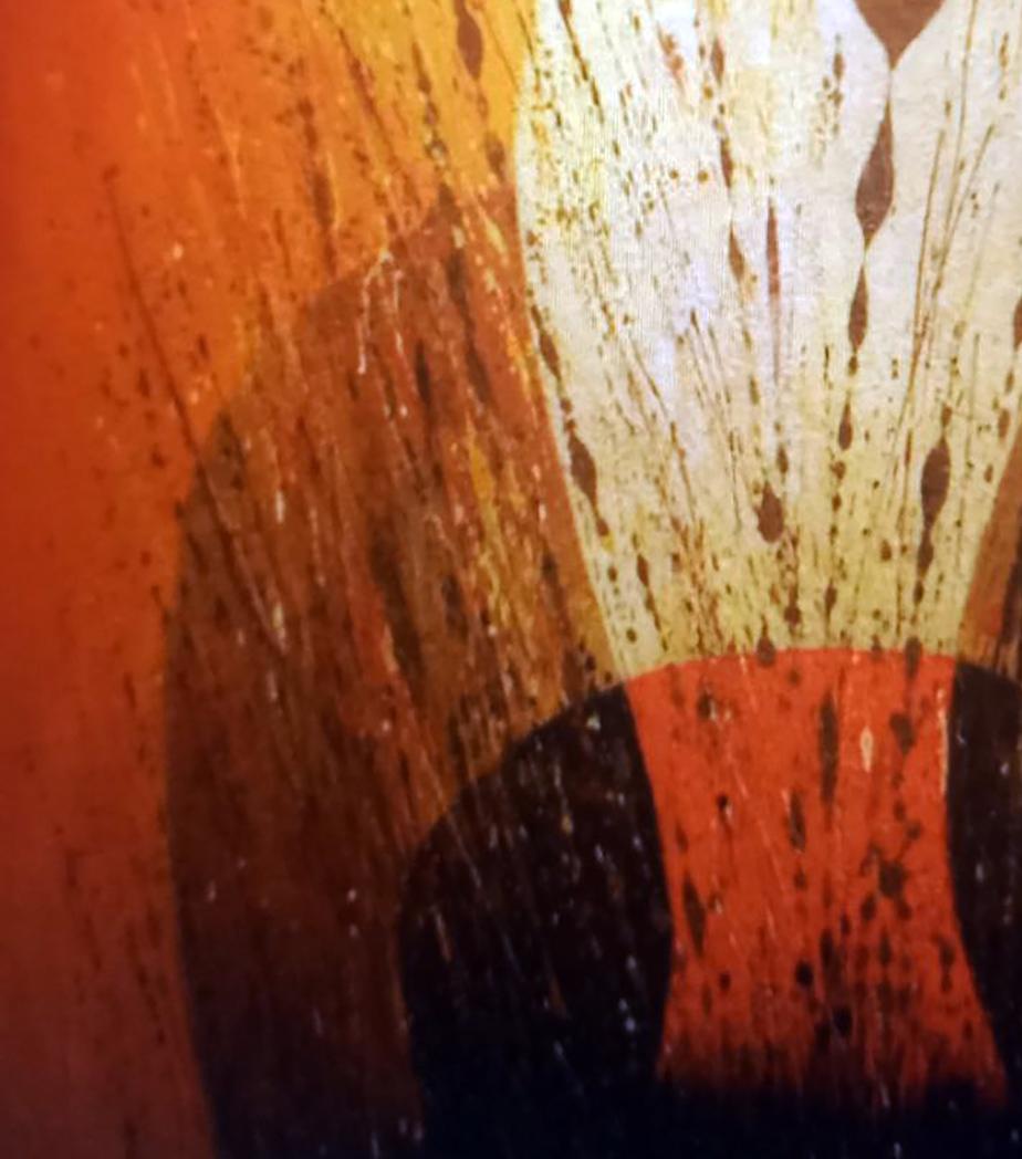 Oil painting Flash by Alexander Strashevich with orange, black, cream splatters