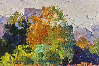 Oil painting Autumn meadows outside the city by Boris Serdyuk