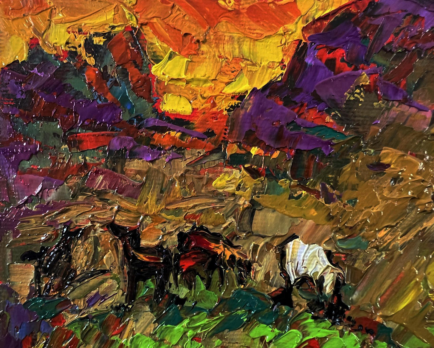 Vibrant impressionist oil painting Field with hills by Oleksiy Ivanyuk