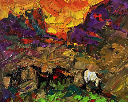 Vibrant impressionist oil painting Field with hills by Oleksiy Ivanyuk