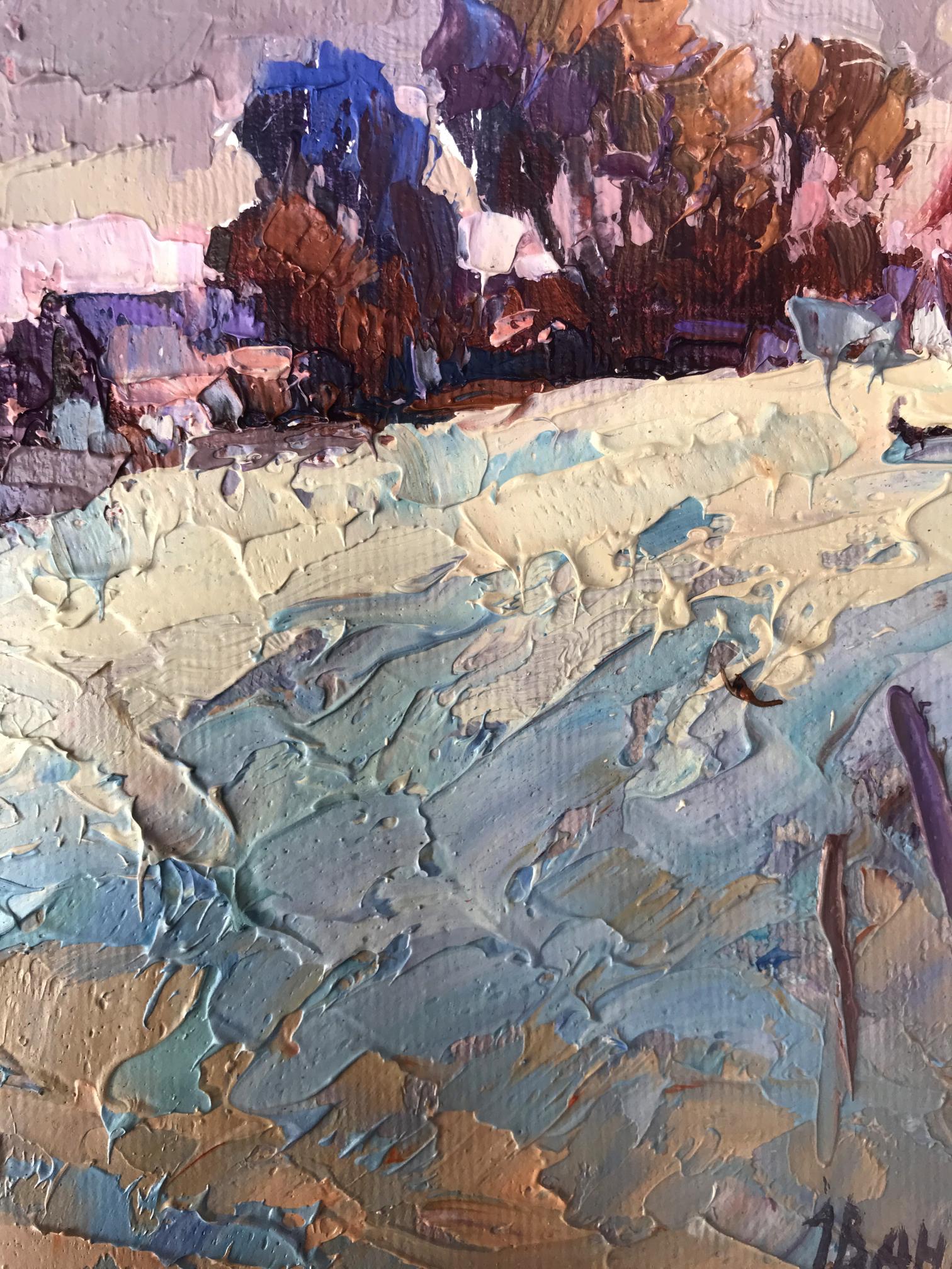 Oil painting Winter distance by Oksana Ivanyuk, impasto landscape