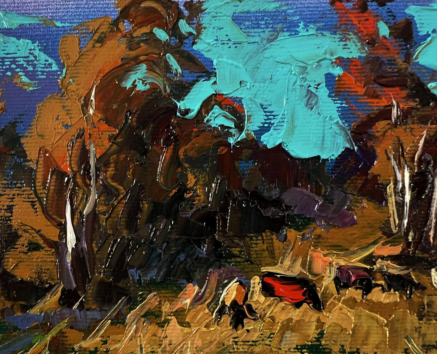 Vibrant impasto oil painting Near the autumn forest by Oleksiy Ivanyuk