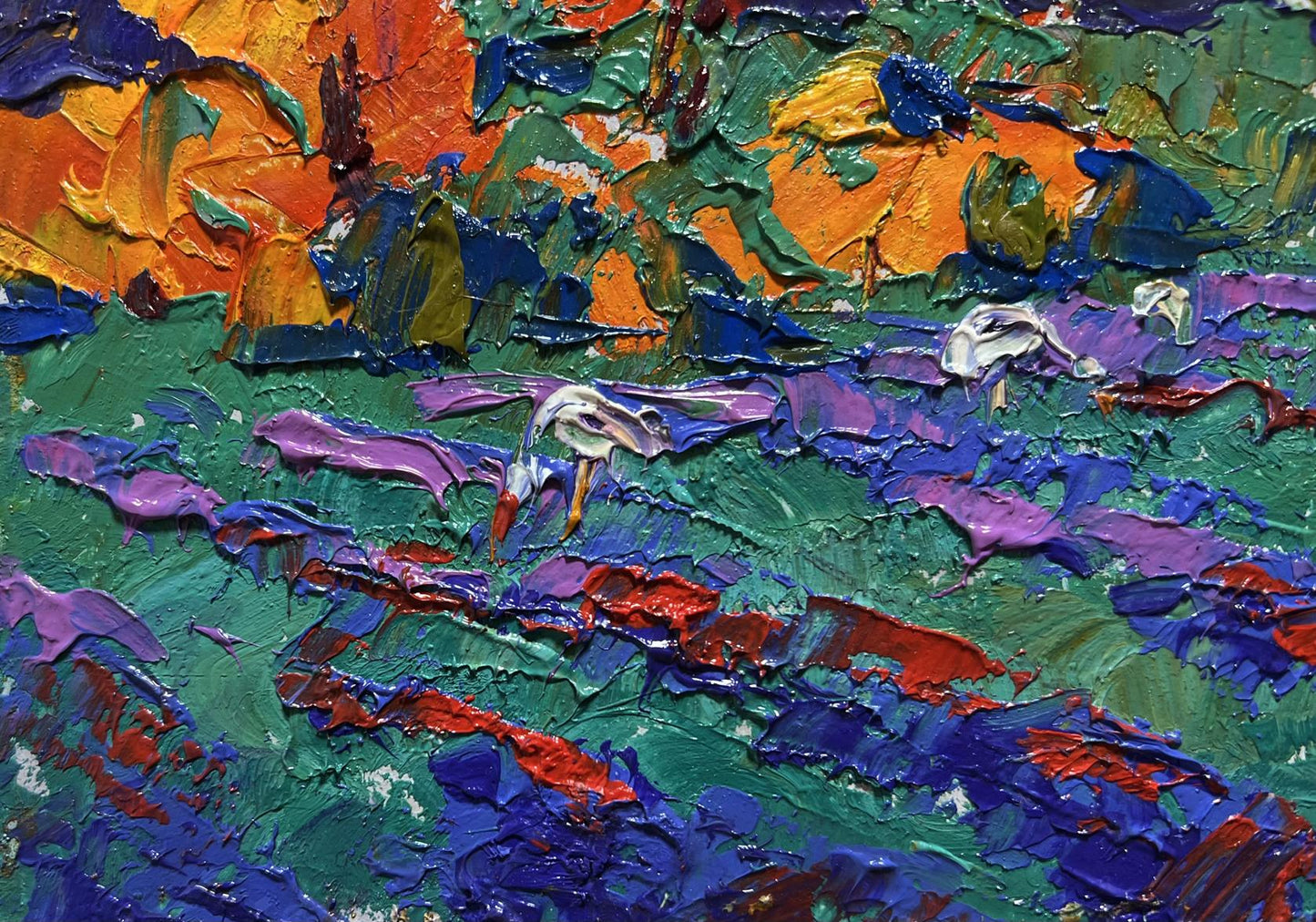 Vibrant impressionist oil painting Crimson evening in the field by Oleksiy Ivanyuk