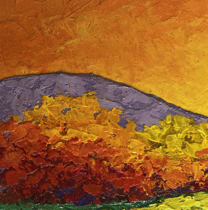 Vibrant Farewell light behind mountains oil painting by V. Zadorozhnya