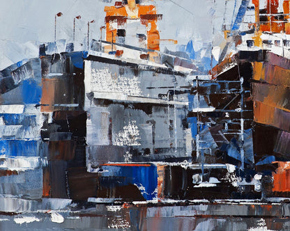 Abstract oil painting of Amrumbank lighthouse ship by Volodymyr Gluhomanyuk