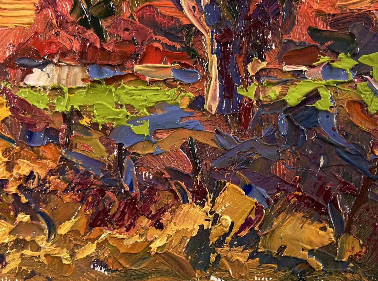 Vibrant impressionist oil painting Autumn evening by Oksana Ivanyuk