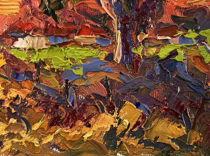 Vibrant impressionist oil painting Autumn evening by Oksana Ivanyuk