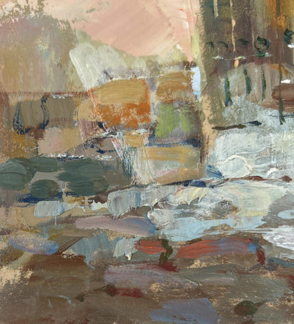 Abstract oil painting Path to the house through the alley by Yuriy Suprunchuk