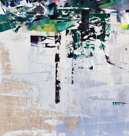 Oil painting Water lilies by Volodymyr Gluhomanyuk with bold green strokes