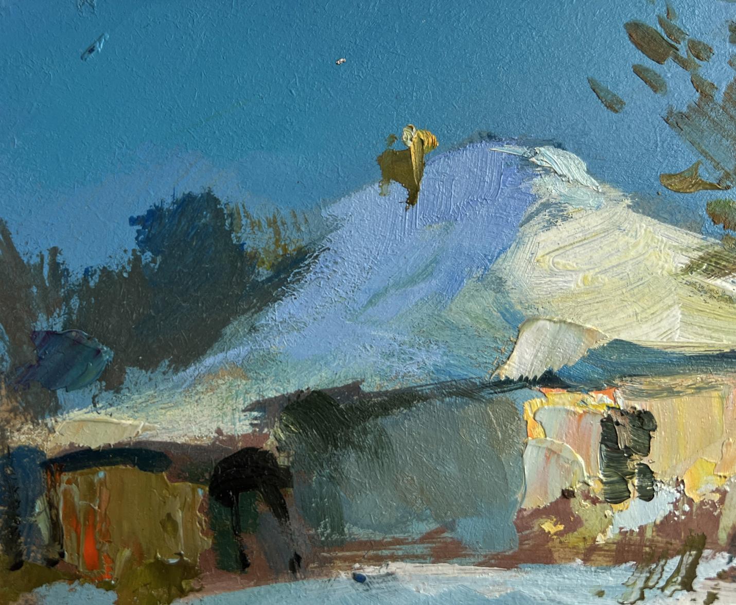 Oil painting of snow-capped mountain by Yuriy Suprunchuk